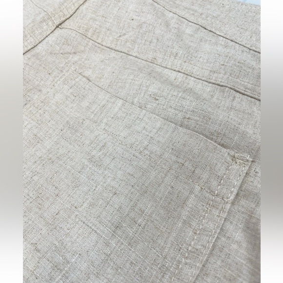 H&M Linen / Viscose Blend Straight Pants Tie Woman’s Size M Tan Relaxed Coastal - Picture 16 of 16